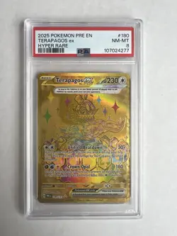 Pokemon TCG Terapagos ex Prismatic Evolutions Hyper Rare 180 PSA 8 - Image 1