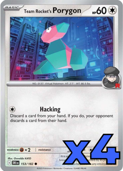 4x Team Rocket's Porygon 153/182 Sv10: Destined Rivals PLAYSET x4 - Pokemon TCG - Image 1