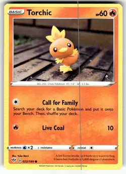 Pokemon TCG Pokemon Torchic 022/189 NM Common Regular - Image 1
