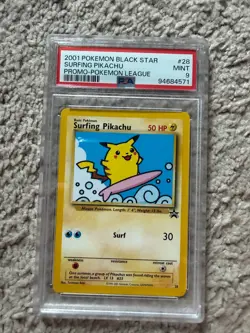 Pokemon TCG Surfing Pikachu Black Star Promo 28 Graded PSA 9 Mint - Image 1