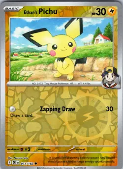 Ethan's Pichu 071/182 Common Destined Rivals Pokemon Reverse Holo Near Mint - Image 1