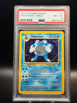1999 POKEMON BASE SET UNLIMITED #13 POLIWRATH-HOLO PSA 8 - Image 1