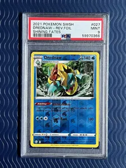 Pokemon 2021 SWSH Shining Fates Drednaw Reverse Holo 027/072 PSA 9 - Image 1