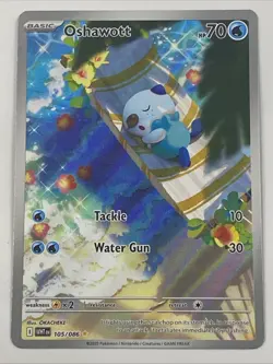 Oshawott 105/086 Pokemon TCG Scarlet & Violet White Flare Illustration Rare Holo - Image 3