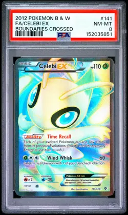2012 POKEMON BLACK & WHITE BOUNDARIES CROSSED #141 FULL ART/CELEBI EX PSA 8 - Image 1