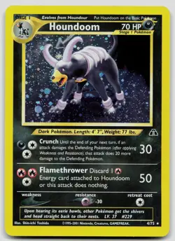 Houndoom 4/75 Neo Discovery Pokemon HP crease - Image 1