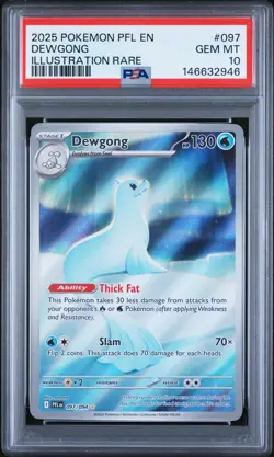 2025 Pokemon Pfl En-Phantasmal Flames #097 Dewgong Illustration Rare PSA 10 - Image 1
