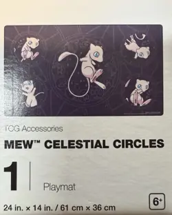 Pokemon Center Mew Celestial Circles Standard Playmat Pokemon TCG CCG 24x14in - Image 1