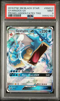2019 Pokemon SM Black Star Promo SM212 Gyarados GX Hidden Fates Tins PSA 9 - Image 1