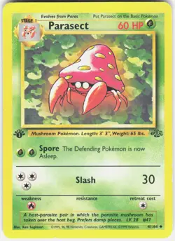 Parasect 41/64 Uncommon Jungle Pokemon 1st Edition Damaged - Image 1