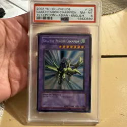 2002 Yu-Gi-Oh! Gaia the Dragon Champion LOB-125 Secret Rare 1st Edition PSA 8 AE - Image 3