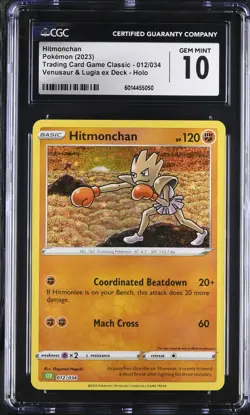 CGC 10 GEM MINT Hitmonchan 012/034 TCG Classic Venusaur Deck Holo Pokemon 2023 - Image 1