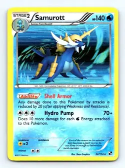 SAMUROTT 32/114 BLACK & WHITE BASE SET POKEMON - NM/M UNPLAYED - HOLO RARE - Image 1