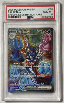 2025 POKEMON PRE EN-PRISMATIC EVOLUTIONS #151 PALAFIN EX SIR PSA 10 GEM MINT! - Image 1