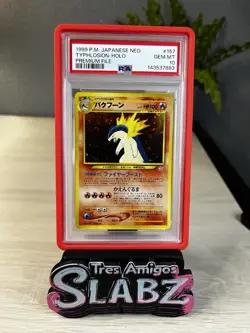 1999 Pokemon Neo Typhlosion Holo Premium File 157 No Rarity PSA 10 Gem New Cert - Image 1