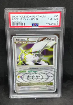 2009 Pokemon Platinum Arceus LV. X 96/99 Ultra Rare Holo Foil PSA 8 NM - Image 1