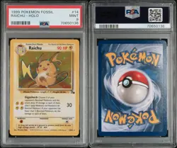 1999 POKEMON FOSSIL #14 RAICHU-HOLO PSA 9 - Image 1