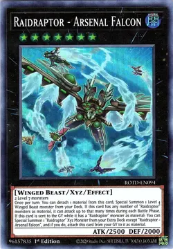 Yugioh: Raidraptor - Arsenal Falcon - ROTD-EN094 - Super Rare - 1st Edition - NM - Image 1