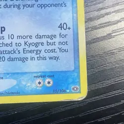 Pokemon TCG Emerald Reverse Holo Kyogre Card 15/106 EX Era Stamped - Image 3
