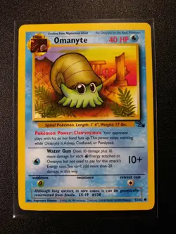 Pokemon Omanyte Fossil Common Card 52/62 LP - Image 1