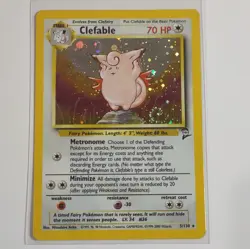 Pokemon TCG Clefable 5/130 Base Set 2 (1999) Holo Rare Swirl - Image 1