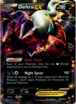 Darkrai EX 63/108 Holo EX Rare Dark Explorers Pokemon Near Mint - Image 1