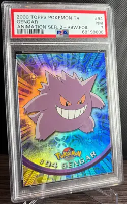 PSA 7 Gengar #94 RAINBOW FOIL TOPPS 2000 Series 2 Pokemon C3-4 - Image 1