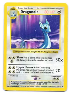 Dragonair 18/102 Rare Base Set Shadowless Pokemon Unlimited HP - Image 1