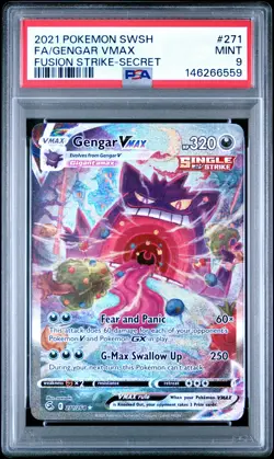 2021 POKEMON SWORD & SHIELD FUSION STRIKE SECRET #271 FULL ART/GENGAR VMAX PSA 9 - Image 1