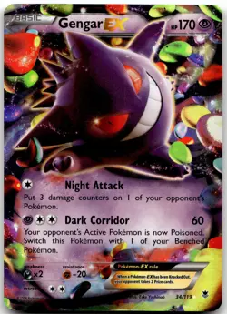 Gengar EX 34/119 Holo EX Rare Phantom Forces Pokemon Holo Lightly Played - Image 1