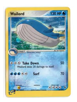 Wailord 14/109 Holo Rare Holo Ruby and Sapphire Pokemon HP Damaged - Image 1