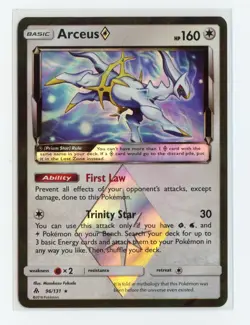 Arceus Prism Star 96/131 Prism Rare Holo SM - Forbidden Light Pokemon HP Damaged - Image 1