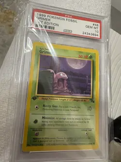 1999 Pokemon Fossil Grimer #48 1st Edition PSA 10 - Image 2