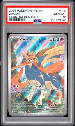 2025 POKEMON PHANTASMAL FLAMES #100/094 ZACIAN ILLUSTRATION RARE PSA 10 - Image 1