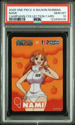2025 PSA 10 Nami One Piece x Baskin Robbins Collection Card - Image 1