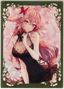 ❤YAE MIKO - METAL Goddess Story Anime Waifu Card - FLOURISHING FLOWERS GENSHIN - Image 1