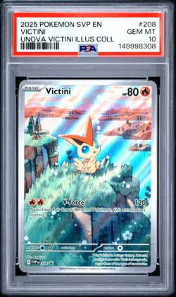 2025 Pokemon SVP EN-SV Black Star Promo Victini Unova Illus Coll PSA 10 #208 - Image 1