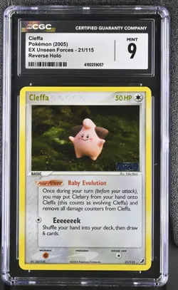 Pokemon Cleffa EX Unseen Forces 21/115 Reverse Holo CGC 9 Mint - Image 1