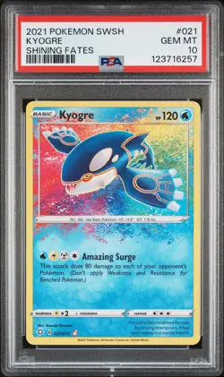2021 POKEMON SWORD & SHIELD SHINING FATES #021 KYOGRE PSA 10 - Image 1