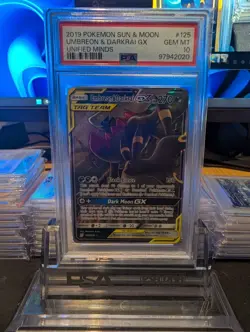 2019 POKEMON SUN & MOON UNIFIED MINDS #125 UMBREON & DARKRAI GX PSA 10 - Image 1