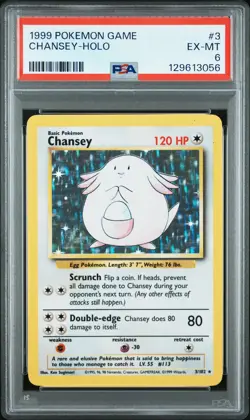 1999 POKEMON BASE SET UNLIMITED #3 CHANSEY-HOLO PSA 6 - Image 1