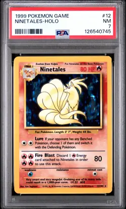 1999 POKEMON BASE SET UNLIMITED #12 NINETALES-HOLO PSA 7 - Image 1