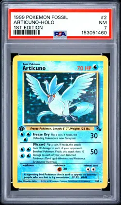 1999 Pokemon Fossil 1st Edition 2 Articuno Holo PSA 7 153051460 - Image 1