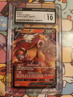 CGC Graded Gem Mint 10 Entei V 022/172 Brilliant Stars Pokemon 2022 - Image 1