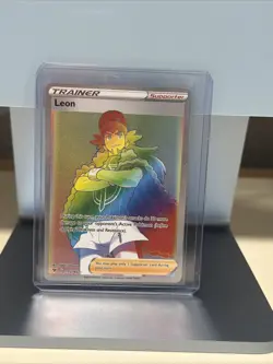 Leon 195/185 Rainbow Secret Rare Holo Pokemon 2020 Vivid Voltage NM - Image 1
