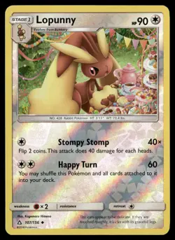 Lopunny 107/156 Uncommon Ultra Prism Pokemon Reverse Holo NM/M - Image 1