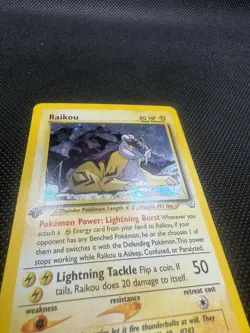 1st Edition Raikou 13/64 Ultra Rare Holo Pokemon Card NM Neo Revolutions Vintage - Image 4