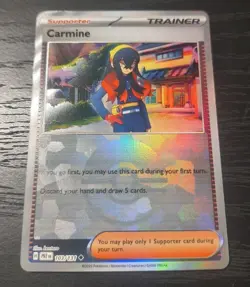 Pokemon Prismatic Evolutions Carmine Trainer Card Pokeball Reverse Holo 103/131 - Image 1