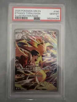 2025 POKEMON DRI EN-DESTINED RIVALS ILLUSTRATION RARE ETHAN'S TYPHLOSION PSA 10 - Image 1
