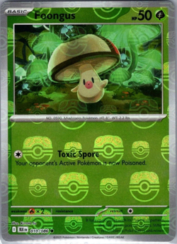 Foongus 010/086 Master Ball Holo Pokemon Black Bolt - Image 1